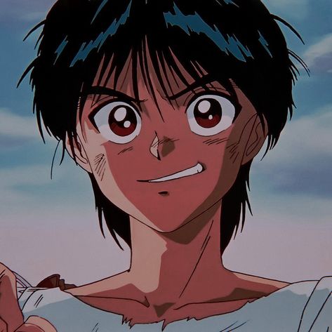 Yu Yu Hakusho Characters, Yusuke Urameshi Pfp, Hiei Icons, Old Anime Pfp, Yusuke Pfp, Yuyu Hakusho Manga, 90s Anime Pfp, Urameshi Yusuke, Yusuke Urameshi