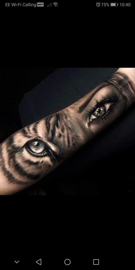 Lion Eye And Human Eye Tattoo, Tiger Eyes Tattoo, Arm Tats, Human Eye, Sleeves Ideas, Eye Tattoo, Lion Tattoo, Meaningful Tattoos, Tiger Eye