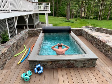 Home Pool Ideas, Pool Ideas Backyard, Raised Pools, Swimming Pool Pond, Home Pool, Endless Pool, Plunge Pools, Swimming Pool Hot Tub, Southern Maine