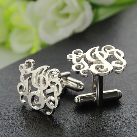 Sterling Silver Monogram Cufflinks Cut Out Monogrammed Cufflinks Personalized Initials Cufflinks Name Jewelry Monogrammed Cuff, Monogrammed Cufflinks, Initial Cufflinks, Puzzle Jewelry, Wedding Gifts For Groomsmen, Personalized Cufflinks, Silver Monogram, Script Monogram, Fingerprint Jewelry