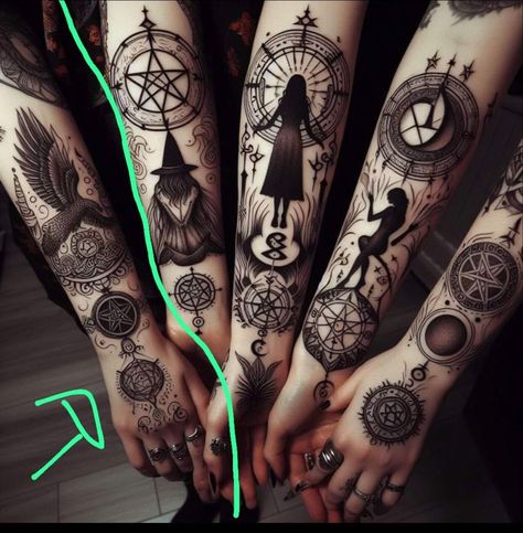 Occult Tattoos, Cool Nature Tattoos, Wicca Tattoo, Nature Tattoo Ideas, Witchcraft Tattoos, Lower Arm Tattoos, Pagan Tattoo, Scandinavian Tattoo, Wiccan Tattoos