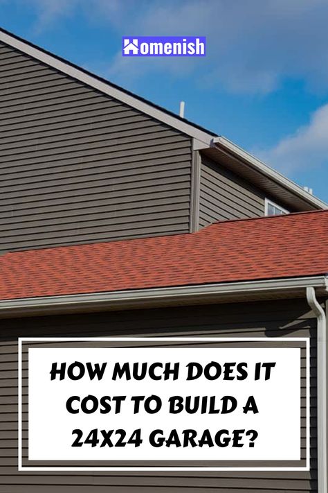 The average cost to build a garage is $50 per square foot. A 24-foot by 24-foot garage will have a total square footage of 576, which brings the average cost of building out to $28,800. How To Build A Garage, Build A Garage, Build Garage, Roll Up Garage Door, Garage Door Colors, Garage Construction, Garage Roof, Garage Addition, Building A Garage