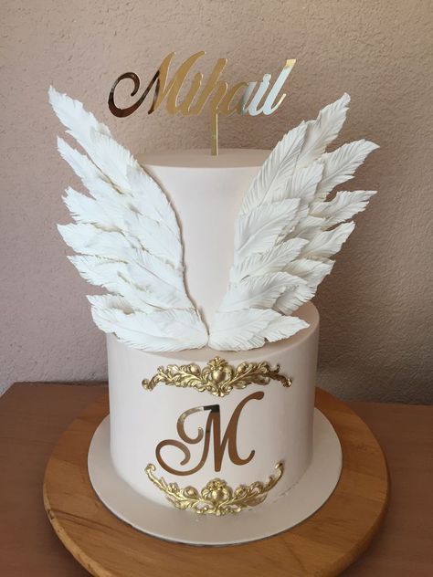 Heaven Themed Cake, Heavenly Birthday Cake Ideas, Angel Birthday Theme, Angel Theme Cake, Flower Cookies Bouquet, Angel Baby Shower, Angel Theme, Wafer Paper Cake, 32 Birthday