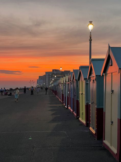 brighton colorful beach houses sunset Brighton Beach Aesthetic, Brighton England Aesthetic, Bucketlist 2024, Brighton Aesthetic, Besties Summer, Colorful Beach House, Uk Aesthetic, Nostalgic Summer, London Beach