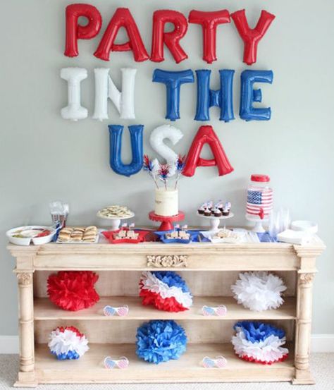 4th Of July Party Ideas, America Party, Usa Party, American Party, Party In The Usa, Fourth Of July Food, Heart Party, Boda Mexicana, Fourth Of July Decor