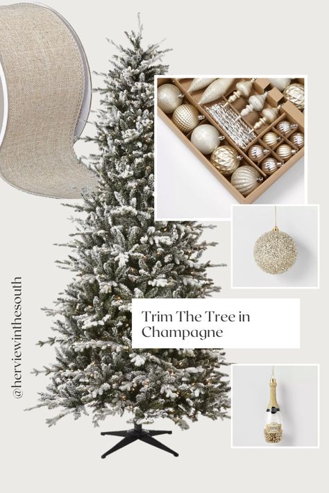 Christmas Tree Champagne Color, Christmas Tree Champagne, Tree Theme Ideas, Christmas Tree Theme Ideas, Classy Christmas Tree, Champagne Christmas Tree, Christmas Tree Theme, Champagne Christmas, Tree Theme