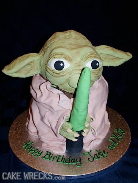 I have no words... Inappropriate Cakes, Yoda Cakes, Cakes Gone Wrong, Artistic Cake, Yoda Birthday, Bad Cakes, Kids Birthday Cakes, Party Jokes, Cooking Fails