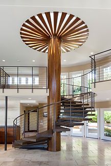 Round Column Design Interior, Column Design Interior Modern, Pillar Design Interior Modern, Column Design Interior, Pillar Design Interior, Column Decoration Ideas, Interior Pillars, Entry Staircase, Staircase Modern