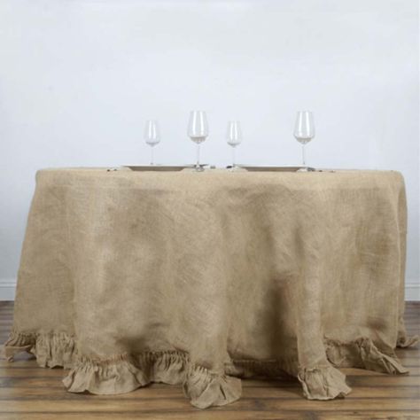 Rustic Tablecloths, Burlap Tablecloth, Wedding Tablecloths, Country Chic Wedding, Burlap Table Runners, Burlap Lace, Mantel Redondo, Burlap Fabric, Lace Tablecloth