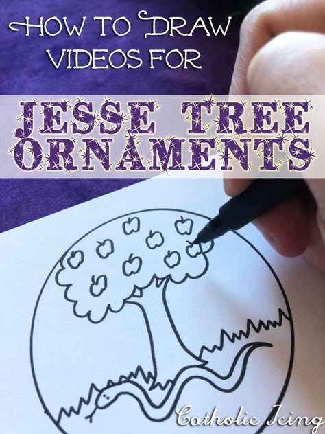 Jesse Tree Ornaments- How to draw videos to make your own. This is so much better than just getting coloring pages. Now you and your kids can draw your very own Jesse Tree symbols step by step with these easy to follow how to draw videos. Check it out now! #catholicicing #jessetree #jessetreeornements #jessetreesymbols #advent #adventforkids #catholickids #liturgicalliving #weavethefaith #jessetreedevotion #adventtradition #howtodraw Jesse Tree Ideas, Jesse Tree Symbols, Easy Diy Ornaments, Learn To Draw Cartoons, Catholic Icing, Jesse Tree Ornaments, Jesse Tree, Catholic Crafts, Advent For Kids