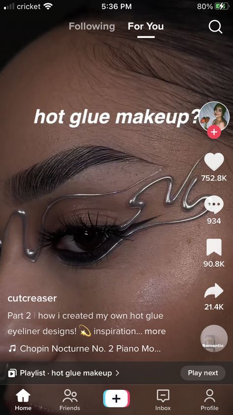 Hot Glue Eyeliner, Hot Glue Makeup Looks, Edm Festival Makeup, Hot Glue Makeup, Eyeliner Designs, Silver Makeup, Face Art Makeup, Art Makeup, Edm Festival