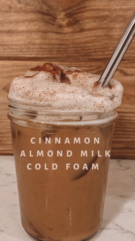 lifeinourfarmhouse on Instagram: My new go to: cinnamon almond milk cold foam coffee 🖤 It’s a Starbucks copycat recipe. • Use a milk frother to blend almond milk and… Almond Milk Cold Foam, Cold Foam For Coffee, Foam For Coffee, Make Cold Foam, Cold Foam Coffee, Milk Frother Recipes, Frother Recipes, Coffee With Almond Milk, Foam Coffee