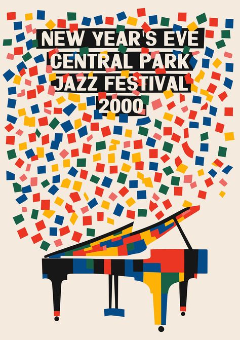 New Years Eve Poster, Street Art Festival Poster, Piano Concert Poster Design, Jazz Poster Illustrations, Jazz Festival Poster, Jazz Festival Poster Illustration, Art Festival Poster, Montreux Jazz Festival Poster, Play Poster