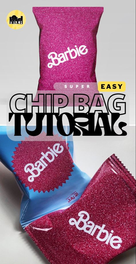 Barbie selfie generator custom chip bags / crisp packets. Barbie movie theme