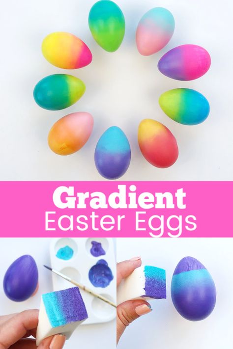 Painted Gradient Easter Eggs • Color Made Happy Paint Gradient, Shaving Cream Easter Eggs, Easter Diy Crafts, Easter Food Crafts, Easter Egg Ideas, Painted Easter Eggs, Egg Ideas, Easter Egg Dye, Plastic Easter Eggs