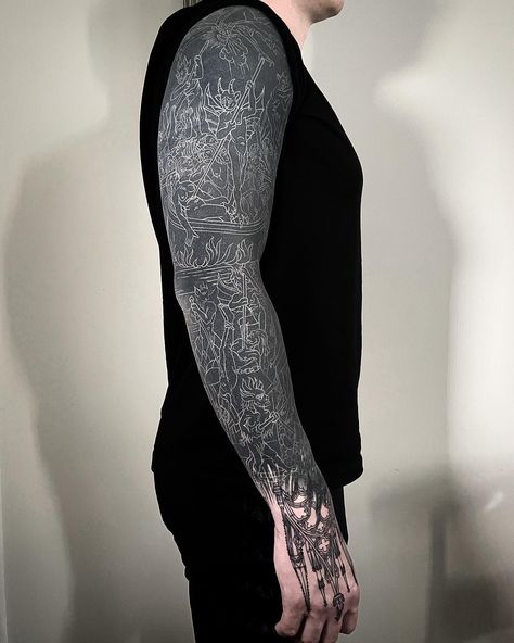 Hexagon Tattoo, Etching Tattoo, Woodcut Tattoo, Engraving Tattoo, Geometric Sleeve Tattoo, Throat Tattoo, Blackout Tattoo, Cool Forearm Tattoos, Healing Tattoo