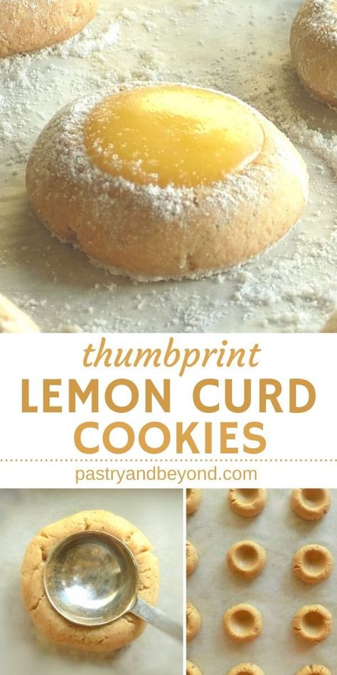 Cookies Thumbprint, Thumbprint Cookie Recipe, Lemon Curd Cookies, Curd Cookies, Thumbprint Cookie, Easy Lemon Curd, Chocolate Thumbprint Cookies, Homemade Lemon Curd, Thumbprint Cookies Recipe