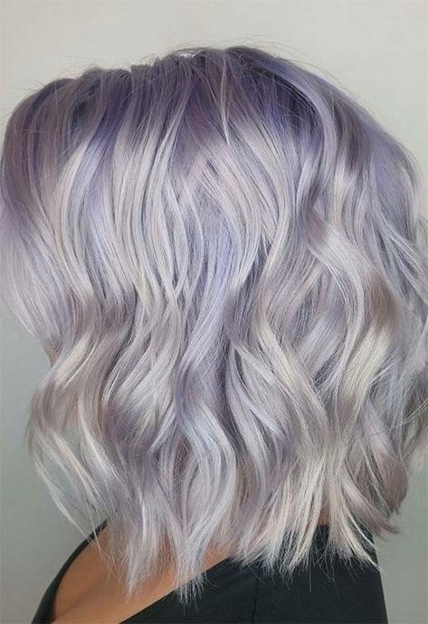 Silver Purple Hair, Hair Color Silver, Grey Hair Color Silver, Grey Nail, Light Purple Hair, Silver Blonde Hair, Makeup Tip, Purple Highlights, Lilac Hair