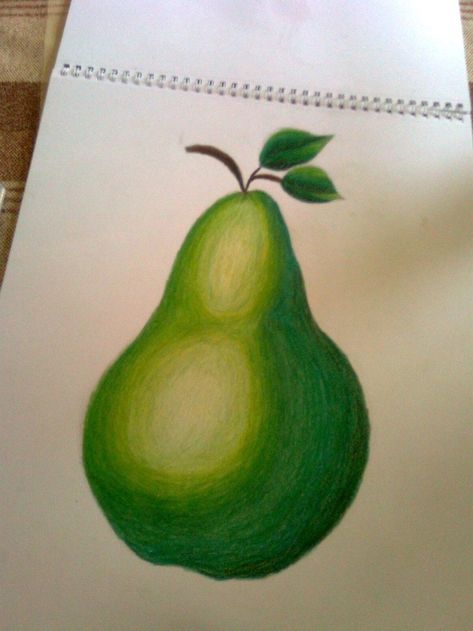 Pear Pencil Drawing, Pear Drawing Pencil, Fruit Drawings, Pear Drawing, Pear Painting, Colored Pencil Artwork Ideas, Male Character Design, Fruit Sketch, Fruit Art Drawings