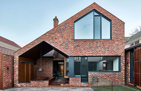 Tudor Revival | Warc Studio | Hunting for George Brick House Designs, Tudor Revival, Brick Exterior House, Built In Seating, Brick Architecture, Brick Facade, Studio Photo, White Paneling, Brickwork