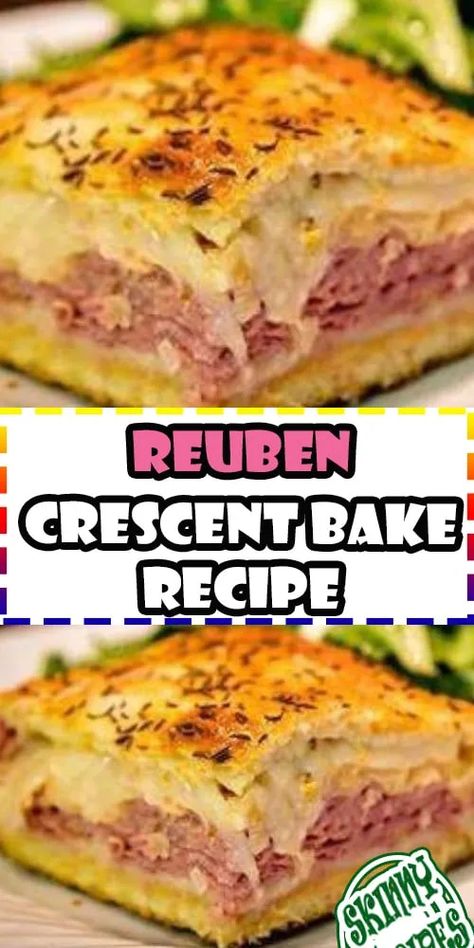 Reuben Crescent Bake Recipe - easydinnerrecipes - Medium Reuben Bake Recipe, Thousand Island Salad, Island Salad, Crescent Bake, Easy Steak Recipes, Corned Beef Recipes, Thousand Island, Crescent Roll Recipes, Broth Recipes