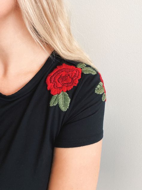 Tshirt Embroidery Diy, Cute Floral Embroidery Short Sleeve T-shirt, V-neck Cotton T-shirt With Floral Embroidery, Spring Embroidered V-neck T-shirt, Bohemian Floral Embroidery Summer T-shirt, Floral Embroidered Cotton V-neck T-shirt, Tshirt Embroidery, V Neck Tshirt, Clothing Embroidery