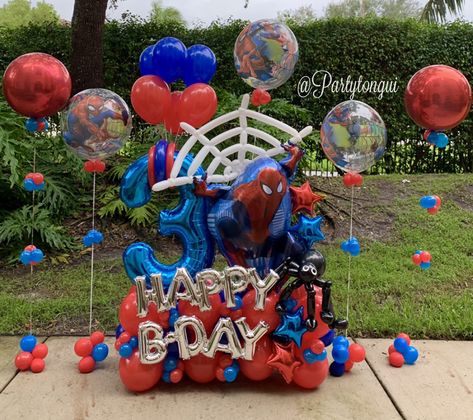 Superhero Balloon Bouquet, Spider Man Balloon Bouquet, Spiderman Balloon Bouquet, Birthday Party Decorations Balloons, Balloon Marquee, Spiderman Balloon, Spiderman Birthday Party Decorations, Balloon Bouquet Delivery, Spiderman Decorations