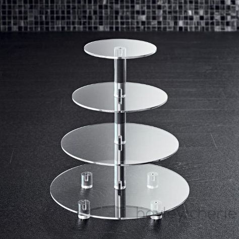 Hayley Cherie® 4-Tier Cupcake Stand - Acrylic Tiered Cake Stand - Dessert or Cupcake Tower - Circular Shape Acrylic Cupcake Stand, Cupcake Tree, Cupcake Tower Wedding, Circle Cake, Cupcake Stand Wedding, Cupcake Tiers Stand, Round Wedding Cakes, Large Cupcake, Cake And Cupcake Stand