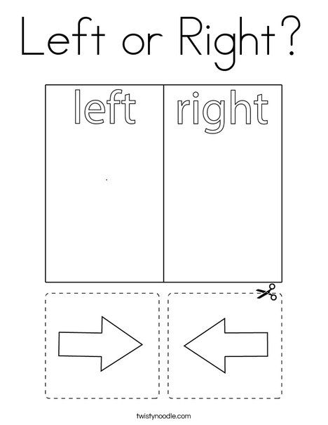 Left or Right Coloring Page - Twisty Noodle Left Or Right, Right And Left Activities For Preschool, Left And Right Worksheets Kindergarten, Left And Right For Preschoolers, Right And Left Worksheet For Kids, Left And Right Direction Worksheet, Left And Right Activities Preschool, Left Slanting Line Worksheet, Opposites For Kids