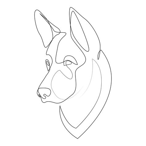 Continuous line German Shepherd. Single line minimal style Shepherd dog vector illustration. Portrait German Shepherd Fine Line Tattoo, German Shepherd One Line Drawing, German Shepherd Line Art, Tattoos German Shepherd, German Shepherd Tattoo Outline, German Shepherd Illustration, German Shepherd Tattoo, German Shepherd Colors, Tatoo Dog