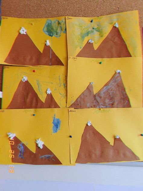 Mountain Activities Preschool, Mountian Art, Mountain Crafts For Kids, Nature For Kids, Tree Preschool, Family Activities Preschool, Mountain Crafts, Mountain Path, Animal Stencil