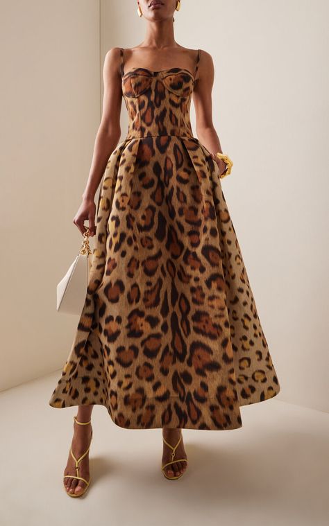 MODA OPERANDI: OSCAR de la RENTA Jaguar-Print Faille Bustier Midi Dress… Bustier Midi Dress, Leopard Print Outfits, Leopard Dress, Bustier Dress, Gala Dresses, Leopard Print Dress, Animal Print Dresses, Midi Maxi Dress, Well Dressed