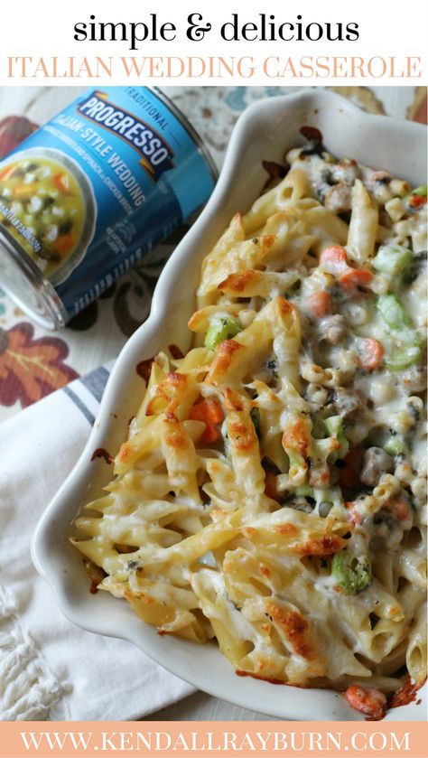 Easy Italian Wedding Casserole - perfect for busy weeknights & uses pantry staples! #ad @walmart @progresso Progresso Soup, Italian Street Food, Italian Weddings, Italian Wines, Soup Pasta, Pasta Casserole, Mood Food, Easy Italian, Same Love