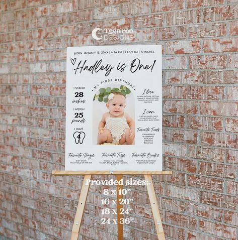 Celebrating Progress: First Birthday Signage Suggestions First Year Milestone Board, You Photo, 1st Birthday Photo, Milestone Board, Milestone Pictures, Board Template, First Year Photos, Modern Birthday, Milestone Poster