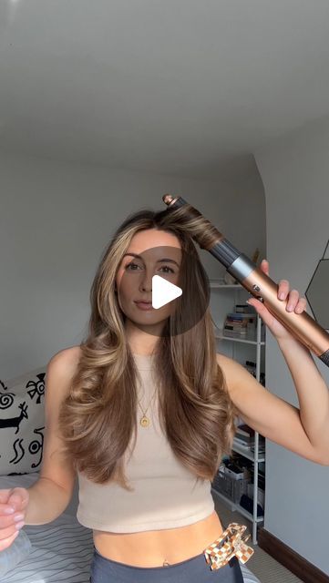 Holly Carr  〰️ Hair | Beauty | Lifestyle on Instagram: "I always use my airwrap on dry hair & these are my tips;  - Prep the hair using a curl hold and heat protecting product, my go to is the @hairbysammcknight modern hairspray. The good thing about the airwrap being a drying tool is you can re-work products into the hair on non wash days.   -I have two main techniques; I use it like a tong and wrap my hair around it like I showed in part 1 to give more of a wave Or letting the airwrap pick the hair up for a bouncy blowdry finish.  -alternating the air flow throughout will give extra bounce and volume. It prevents the curls sitting together for a fuller look.   -let the hair cool before finishing. This will help the style set in place before brushing through and applying finishing product Bouncy Blowdry, Air Wrap, Sitting Together, Blow Dry Hair, Full Look, Beauty Lifestyle, Blow Dry, Brushing, Curled Hairstyles