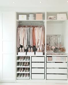 A round-up of the best closet makeovers using the IKEA Pax system with hacks to make it look custom and solutions for creating the most functional closet. Ikea Pax Closet, Pax Closet, Organized Closet, Ikea Closet, Ikea Pax Wardrobe, Dream Closet Design, Closet Office, Closet Renovation, Closet Layout