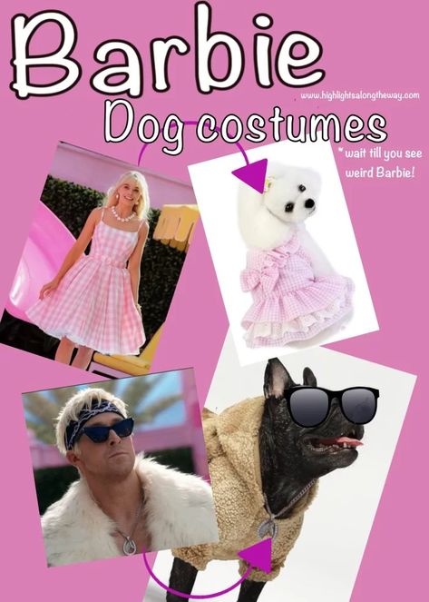 Barbie dog costumes for halloween pet costume contests Barbie And Dog Costume, Barbie Dog Costume, Stereotypical Barbie, Ken Costume, Dog Costumes For Halloween, Barbie And Ken Costume, Weird Barbie, Barbie Costumes, Cowgirl Barbie