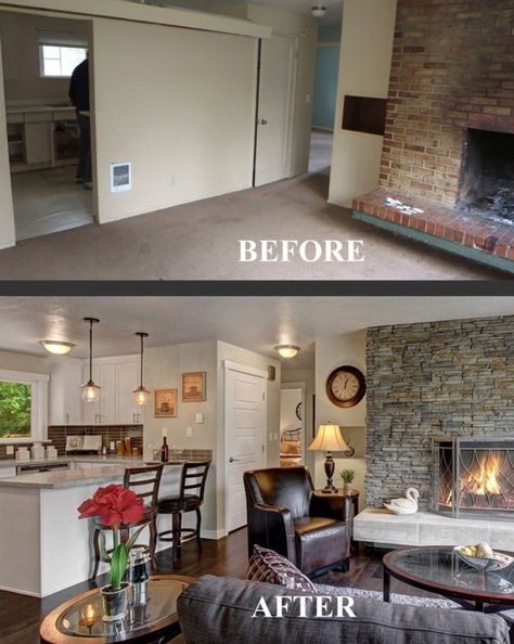 Photo Source: Pinterest House Makeovers, Room Remodel, After Pictures, Living Room Remodel, Room Remodeling, Before And After Pictures, A Living Room, Home Staging, Kitchen Living