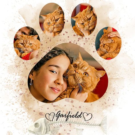 Personalized Paw Print Collage for Pet, Custom Photo Collage for Cat, Cat Lover Gift, Pet Collage Portrait, Cat Mom Gift, Pet Memorial Collage Portrait, Cat Mom Gifts, Multi Photo, Print Collage, Cat Lover Gift, Pet Memorial, Digital Portrait, Cat Cat, Cat Photo