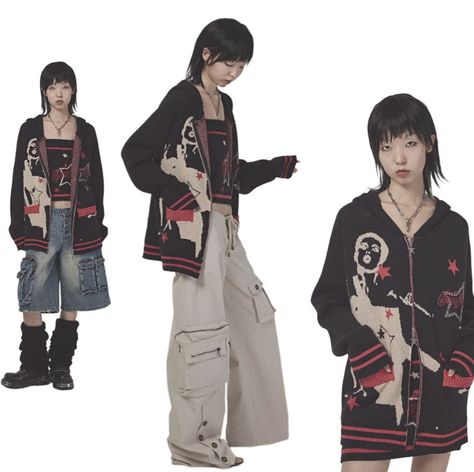 Breakcore Aesthetic Fashion, Japanese Retro Fashion, Pixie Rebels, 2000s Japanese Fashion, Y2k Clothing, Cool Fits, Swaggy Outfits, Different Outfits, Look Vintage