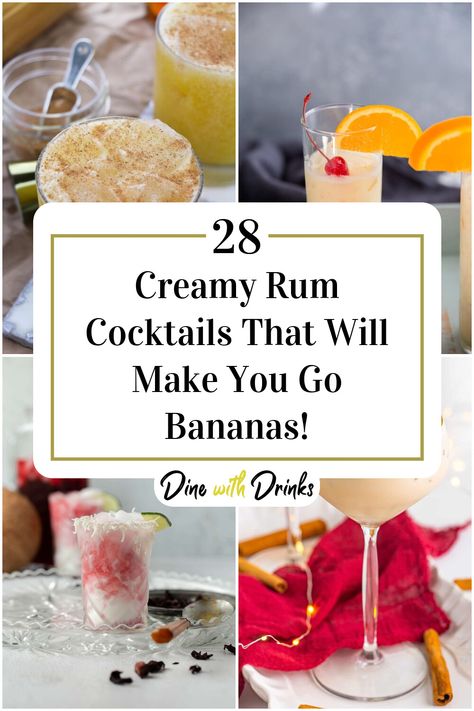 Collage of 4 creamy rum cocktails. Cream Rum Drinks, Rum Cream Drinks, Jamaican Rum Cream Recipe, Cream Drinks, Rum Cocktail Recipes, Rum Cream, Rum Recipes, Batch Cocktails, Caribbean Rum