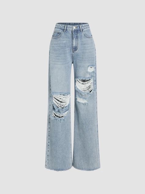 Ripped Straight Leg Jeans, Live House, Denim Patterns, Jean Trends, Y2k Outfits, Clothing Details, Solid Clothes, Denim Design, Trendy Clothes For Women