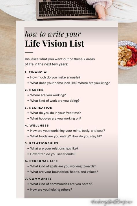 Looking to deepen your big goals in life? Utilize these questions in these 7 areas of life. What is your big goal for 2023? Life Vision List, Goal For 2023, Vision List, Life Guidance, Goal Examples, Goals In Life, 5 Year Plan, Areas Of Life, Year Goals