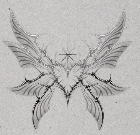 Dark Angel Wings Drawing, Wings Tattoo Back Woman, Wings Cybersigilism, Cybergilism Tattoo, Heart Wings Tattoo, Hairline Tattoos, Inner Bicep Tattoo, Sailor Moon Tattoo, Sigil Tattoo