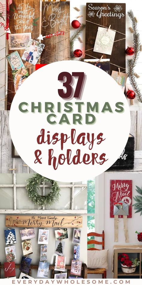 Greeting Card Holder Display, Christmas Card Holder Diy, Merry Mail Card Holder, Christmas Card Display Ideas, Christmas Photo Display, Xmas Card Holder, Christmas Card Hanger, Christmas Card Holder Display, Hanging Christmas Cards