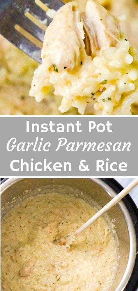 Garlic Parmesan Chicken And Rice, Parmesan Chicken And Rice, Instant Pot Garlic Parmesan Chicken, Chicken Popcorn, Chicken Dinner Recipe, Creamy Chicken And Rice, Easy Chicken Dinner, Diner Recept, Yummy Chicken