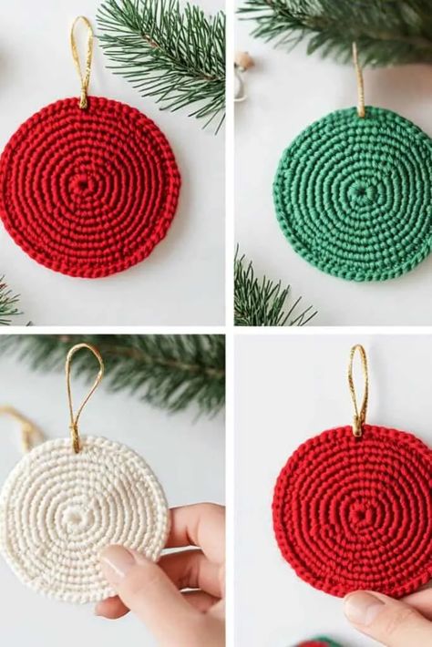 Beginner Crochet Christmas Ornaments, Fast Crochet Ornaments, Quick And Easy Crochet Ornaments, Beginner Crochet Ornaments, Easy Christmas Crochet Ornaments, Simple Crochet Ornaments, Quick And Easy Crochet Christmas Gifts, Easy Christmas Crochet Projects, Christmas Crochet Ornaments Free Pattern