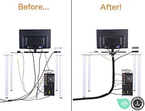 Cable Management Diy, Desk Tv, Organizer For Desk, Computer Desk Setup, Swipe File, Desktop Setup, Cord Organizer, Bedroom Setup, Cord Cover