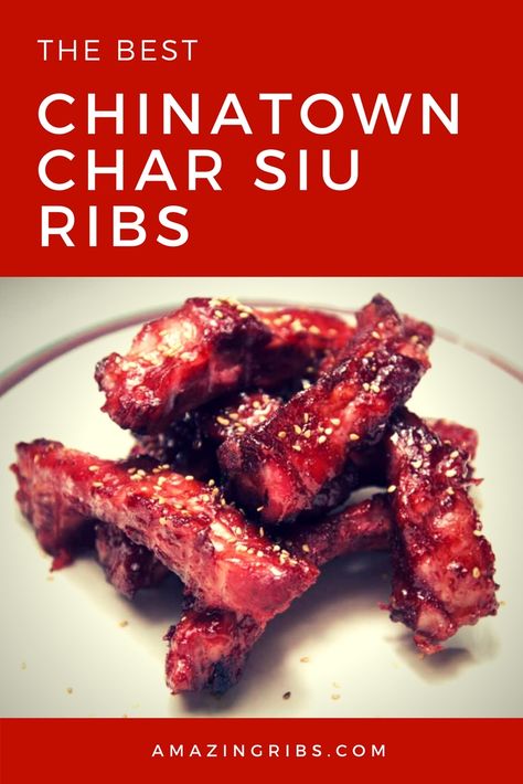 Everybody loves Chinese restaurant "BBQ" ribs. They have a distinct pork flavor, a glossy sheen that implies the sweet glaze beneath, and a glowing red-pink color that penetrates the surface. Here's a simple recipe for making Chinatown char siu ribs at home on your grill or in the oven featuring a flavorful marinade. #ribs #pork #chinatown #chineses #grill #grilled #recipe Char Siu Ribs Recipe, Chinese Pork Recipes, Bbq Pork Recipes, Barbecue Pork Ribs, Bbq Recipes Ribs, Char Siu Pork, Chinese Bbq Pork, Bbq Pork Ribs, Sweet Glaze