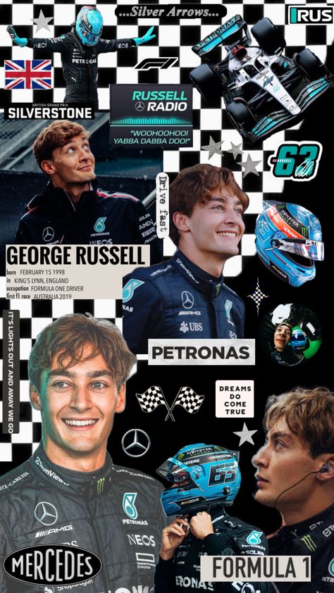 #georgerussell #mercedes #formula1 #wallpapercollage Princess George, Mercedes Wallpaper, Yabba Dabba Doo, Mercedes F1, F1 Wallpaper Hd, George Russell, British Grand Prix, King's Lynn, Dreams Do Come True